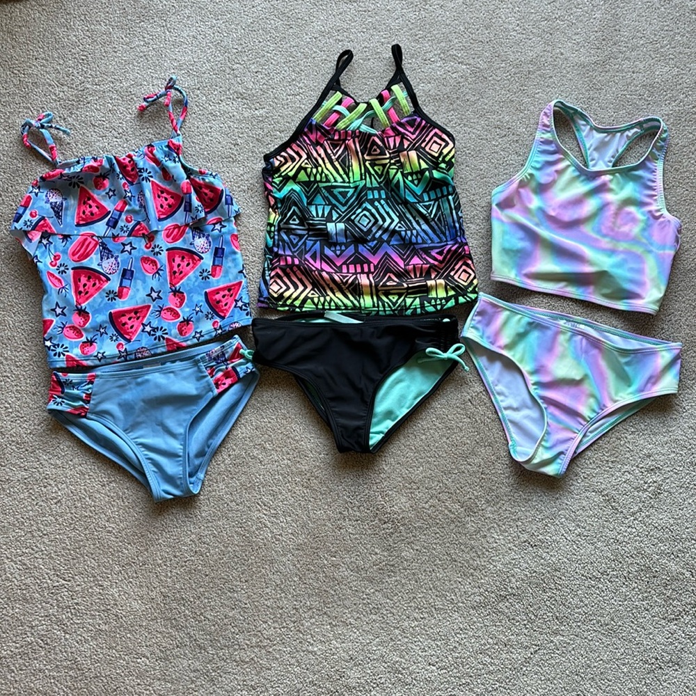 (3) sets of girls bathing suits. Size M 7/8